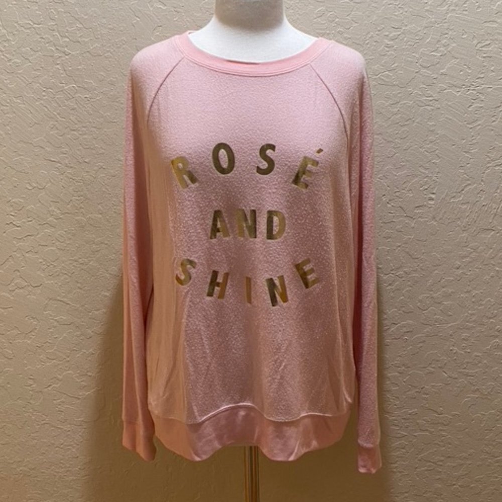 "Rose and Shine" pink/gold sweatshirt size XL